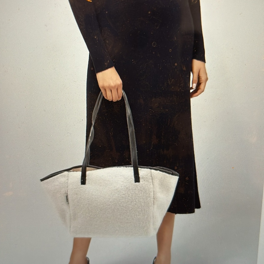 Neiman Marcus Faux Fur Tote Bag w/ Pouch NEW